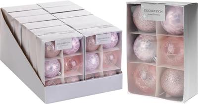 Kerstballen 6cm roze doos a 6st