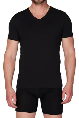 2-Pack Heren T-Shirt V-hals - 32325 - Mannen ondershirts korte mouw - Elastisch biologisch katoen