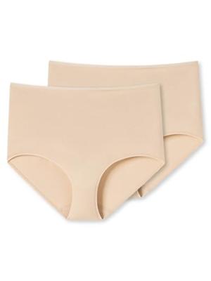 2-Pack Taille dames slip 95/5 Organic - Hoge biologisch katoenen dames onderbroeken - Maxi ondergoed - 38 - Beige - Onderbroek - Ondergoed - 38 -