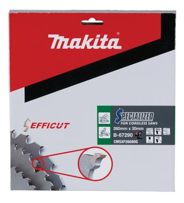 Makita Afkortzaagblad voor Hout | Efficut | Ø 260mm Asgat 30mm 80T - B-67290