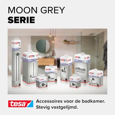 tesa MOON GREY Toiletborstelset Lijm Metaal