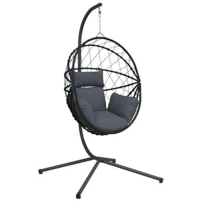 VidaXL Hangstoel met standaard rattan en staal antracietkleurig