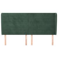 Hoofdbord met randen 163x23x118/128 cm fluweel donkergroen - thumbnail