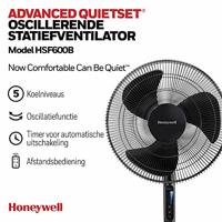 Honeywell HSF600BE4 Staande ventilator 40 W Zwart In hoogte verstelbaar, LED-display, Met afstandsbediening, Oscillerend, Zwenkbaar, Timer - thumbnail