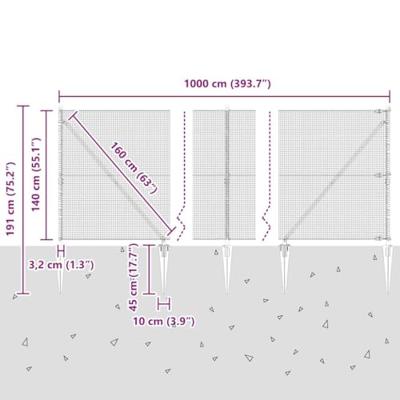 VidaXL Afrasteringspaal groen 10 x 1,4 m (16 x 16 mm gaas)