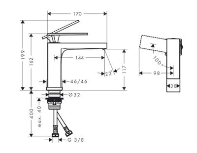 Hansgrohe Tecturis E 110 CoolStart ééngreeps wastafelmengkraan zonder afvoer, mat zwart