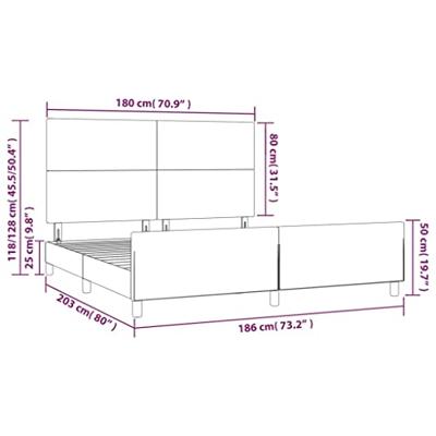 Bedframe zonder matras stof donkerbruin 180x200 cm