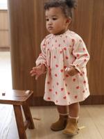 Jurk baby bedrukt met kleine hartjes roze (poederkleur) - thumbnail