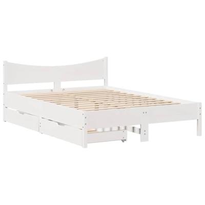 Bedframe met lades massief grenenhout wit 160x200 cm