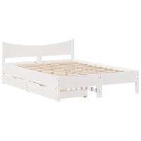 Bedframe met lades massief grenenhout wit 150x200 cm - thumbnail