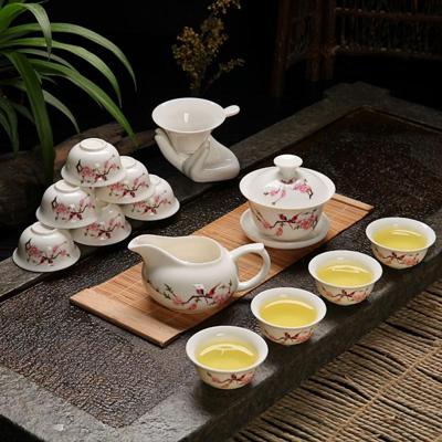 Keramiek Kung Fu Teaware theepot theekopje set (zingende vogels en geurige bloemen) Keramiek Kung Fu Teaware theepot theekopje set (zingende vogels en geurige bloemen)