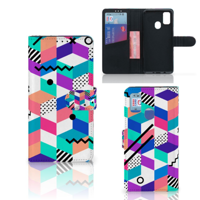 Samsung Galaxy M21 | M30s | Book Case | Blokken Kleurrijk