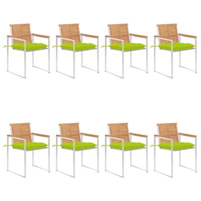Tuinstoelen 8 st met kussens massief teakhout