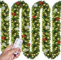 Kerstguirlande , slinger, kerstslinger 5mtr 80xLED -in/outdoor inclusief versiering met afstandsbediening - thumbnail