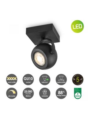 Home sweet home LED opbouwspot Nop ↔ 9,5 cm - zwart Home sweet home LED opbouwspot Nop ↔ 9,5 cm - zwart
