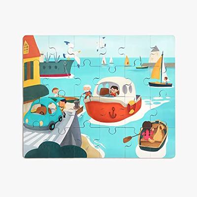 Topbright Houten legpuzzel haven met stoomboot, 24st.