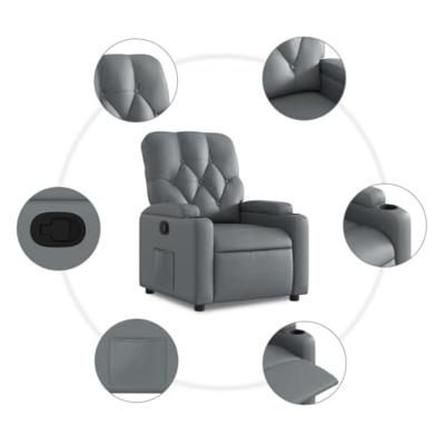 Fauteuil verstelbaar kunstleer grijs
