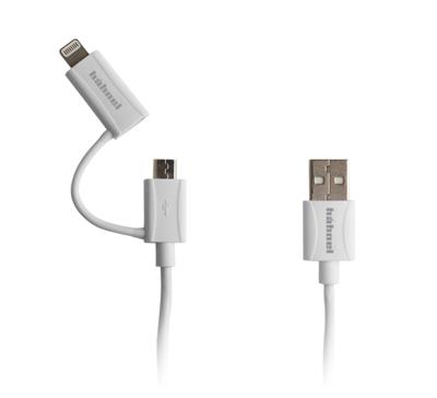 Hahnel 2-in-1 USB-oplaad- en synchronisatiekabel, micro-USB en Apple Lightning