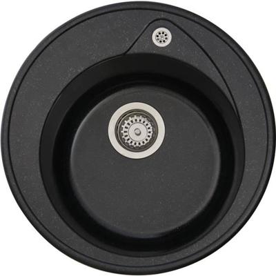 STRADOUR Gootsteen gebouwd in RONDA, in SMC ZWART STRO - 06, 1 kom, afm. Ø 49 cm, handmatig legen