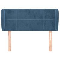 Hoofdbord met randen 163x23x118/128 cm fluweel donkerblauw - thumbnail