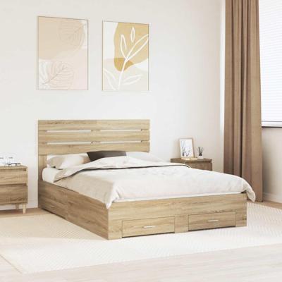 Bedframe met lade met hoofdeinde met opslag Bewerkt hout