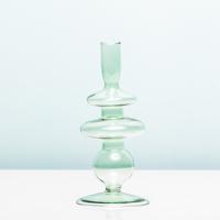 Glaskunst Ringen Kandelaar - Medium/groen - thumbnail