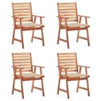 Tuinstoelen 4 st met kussens massief acaciahout - thumbnail
