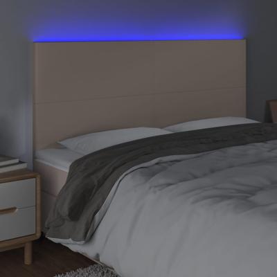 Hoofdbord LED 180x5x118/128 cm kunstleer cappuccinokleurig - thumbnail