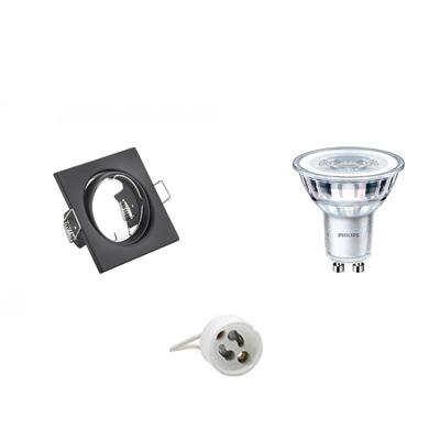 LED Spot Set - GU10 Fitting - Inbouw Vierkant - Mat Zwart - Kantelbaar 80mm - Philips - CorePro 840 36D - 4.6W - Natuurlijk Wit 4000K