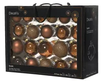 Decoris kerstballen set Glas 42st espresso 5-6-7cm - thumbnail