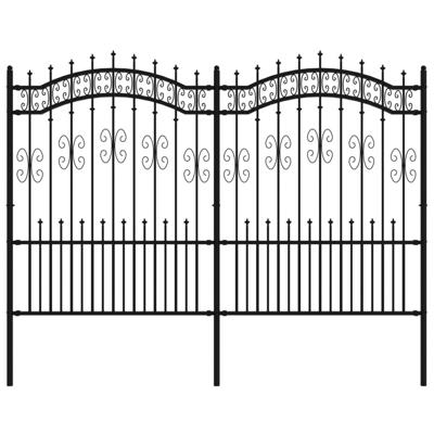 VidaXL Tuinhek met spijlpunten 190 cm gepoedercoat staal zwart