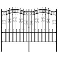 VidaXL Tuinhek met spijlpunten 190 cm gepoedercoat staal zwart - thumbnail
