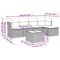 5-delige Loungeset met kussens poly rattan zwart - thumbnail