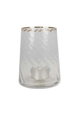 Zusss waxinelichthouder met gouden randje schuin ribbelglas