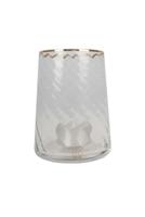 Zusss waxinelichthouder met gouden randje schuin ribbelglas - thumbnail