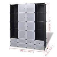Kast modulair met 18 vakken 37x146x180,5 cm zwart en wit - thumbnail