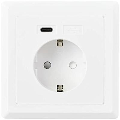 Sygonix SY-5238674 Stopcontact (onderbouw) Power Delivery, Aanraakbeveiliging, Met USB-C Wit