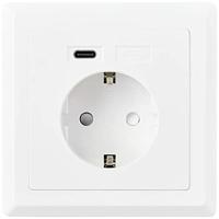 Sygonix SY-5238674 Stopcontact (onderbouw) Power Delivery, Aanraakbeveiliging, Met USB-C Wit - thumbnail