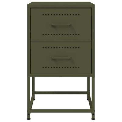 Nachtkastjes 2 st 36x39x60,5 cm staal olijfgroen
