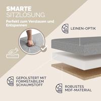 Opvouwbare Zitbank met opbergruimte en deksel - 115cm - Lichtgrijs - thumbnail