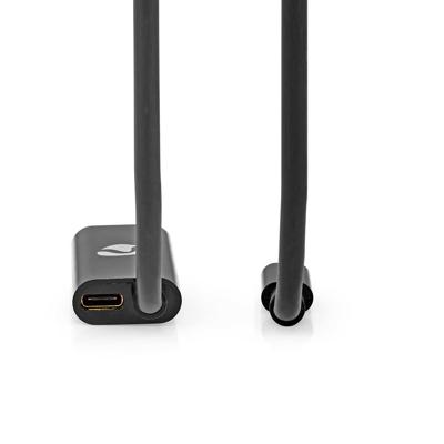 Nedis USB-C™ Adapter - USB 3.2 Gen 1 - USB-C™ Mannelijk - DisplayPort Mannelijk/USB-C™ Vrouwelijke - 8K @30Hz - 2.00 m - Rond - Vernikkeld - PVC - Zwart