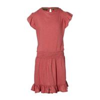 LEVV Girls jurk Manuela met stippen en ruches roze/wit - thumbnail