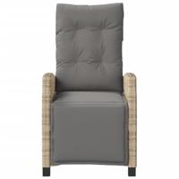 Tuinstoel verstelbaar met voetensteun poly rattan gemengd beige - thumbnail