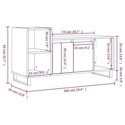 Tv-meubel 100x35x55 cm bewerkt hout betongrijs