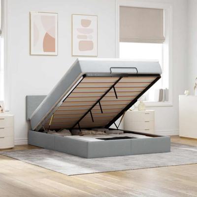 Bed met matras 140x190 cm stof lichtgrijs