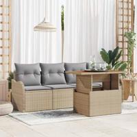 Tuinbankenset met opslag 5 pcs Beige poly rattan - thumbnail