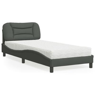 Bed met matras "Hvar" stof donkergrijs 90x190 cm