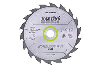 Metabo Cirkelzaagblad Cordless Cut Wood - Professional | 165 x 1.6 x 20 mm | Z18 WZ 20° - 628294000