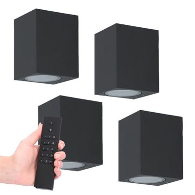 Set van 4 Marion LED wandlampen - Dimbaar - 4 Watt 345 lumen - IP65 Waterdicht - GU10 - 2700K Warm Wit - Dimbaar - Binnen & buiten - Zwart - Incl. dimmer met afstandsbediening