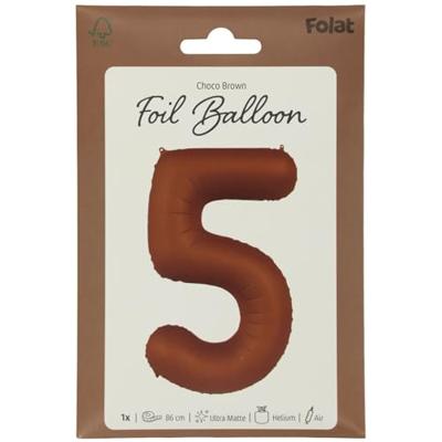 Folieballon Cijfer 5 Bruin Mat (86cm)